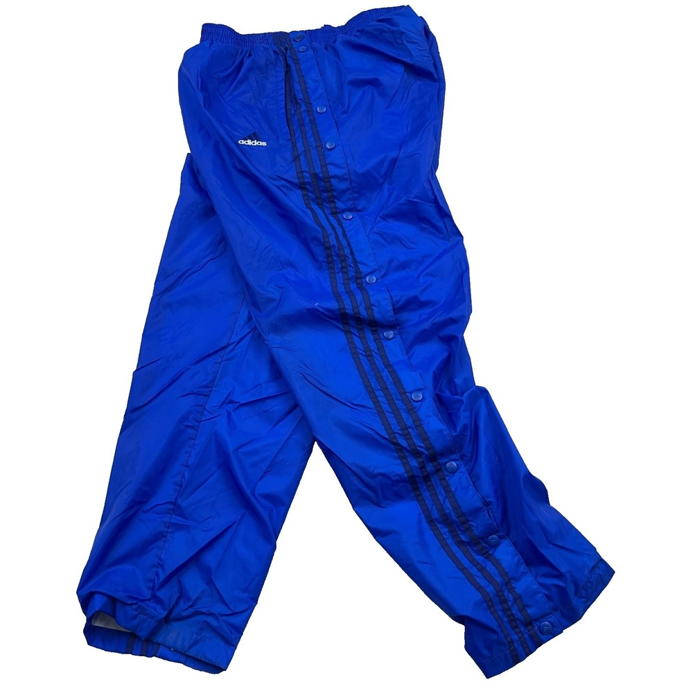 Vintage Y2K Adidas Pants Men XL Royal Blue Windbreakers Baggy Breakaway Lined